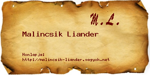 Malincsik Liander névjegykártya
